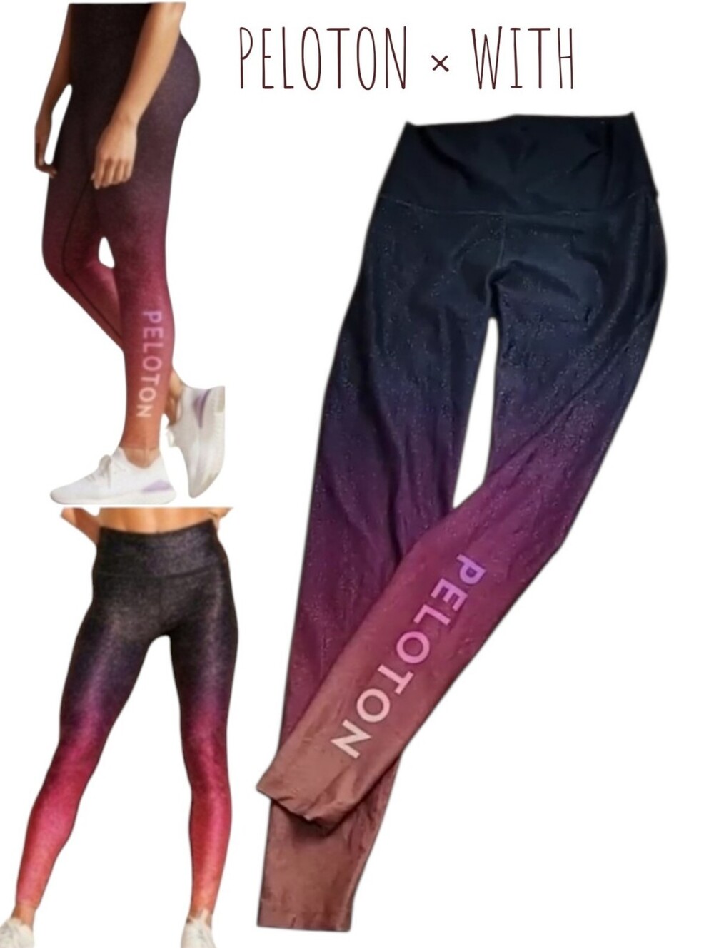 PELOTON × WITH Women sunrise ombre shimmering high rise legging purple orange S
